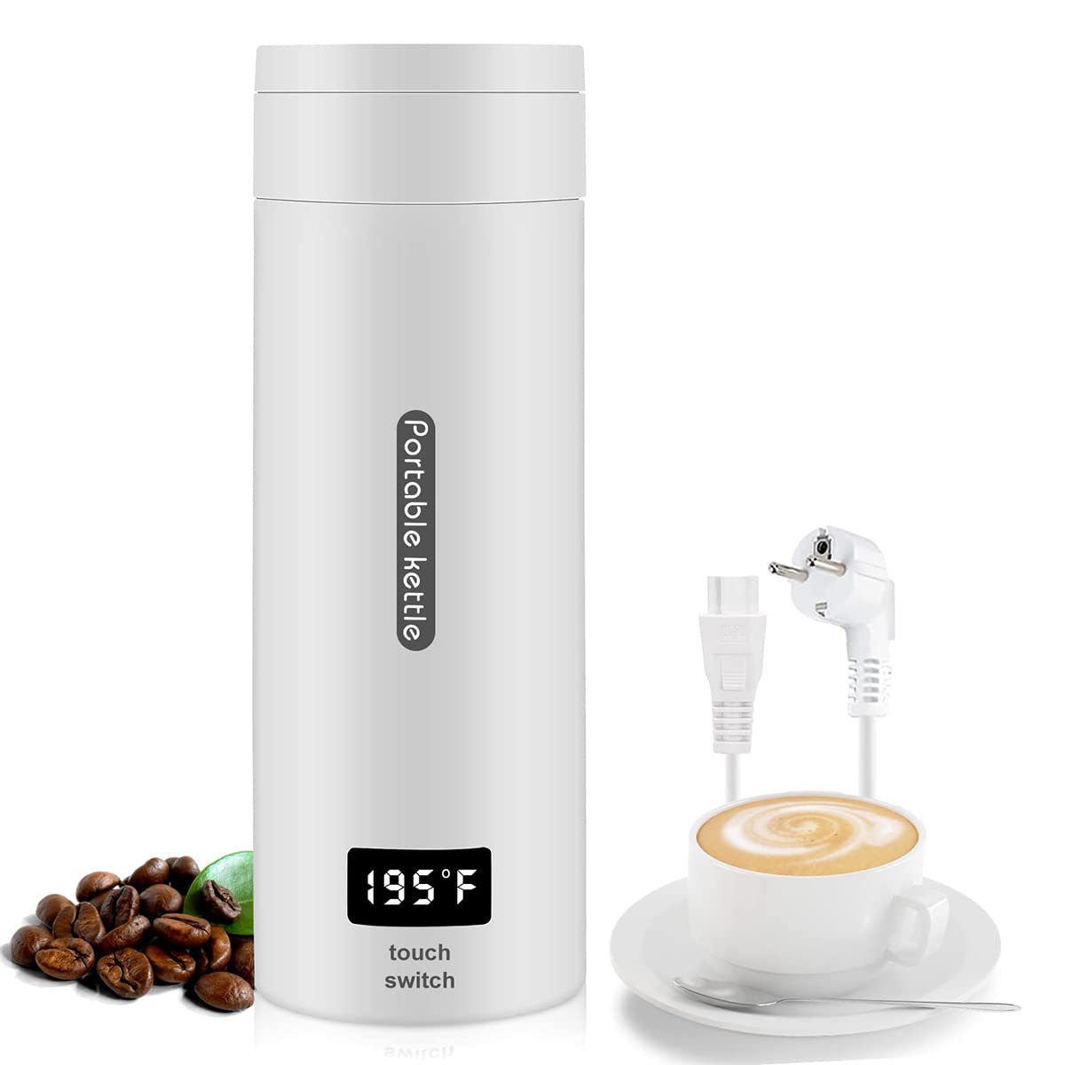 HASTHIP Small Electric Kettle Travel Portable Mini Coffee Kettle Electric Water Bottle with 4 Variable Presets, Personal Hot Water Boiler 304 Stainless Steel with Auto Shut-Off & Boil Dry Protection HASTHIP Small Electric Kettle Travel Portable Mini Coffee Kettle Electric Water Bottle with 4 Variable Presets, Personal Hot Water Boiler 304 Stainless Steel with Auto Shut-Off & Boil Dry Protection